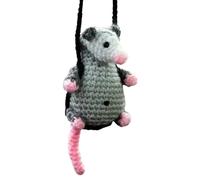 Cute Possum Car Charm, Handmade Knitted Possum Car Hanging ornament, Knitting Mouses Auto Rearview Mirrors Ornament Opossum Pendant Car Interior Decor, Gifts for Opossum Lovers