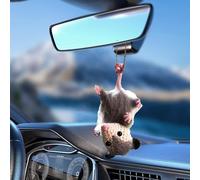 Cute Possum Car Charm, Handmade Knitted Possum Hanging Ornament, Opossum Pendant Car Interior Decor, Gifts for Opossum Lovers