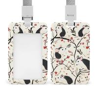 Cute Possums on The Branches Fashion ID Badge Holder Sliding Vertical Name Tag Card Protector with Lanyard