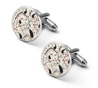 Cute Possums on The Branches Round Cufflinks for Men Classic Cuff Links Jewellery for Wedding Business Party