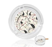 Cute Possums on The Branches Round Glass Ashtray Washable Simple Ash Trays