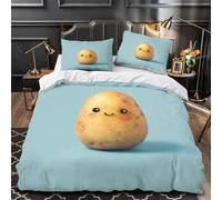 Cute Potato Comforter Cover 3D Design Printed Durable 3 Piece Bedding Set Zipper kawaii Cartoon Duvet Cover Ultra Soft Machine Washable for Kids Teens Adults Women Youth Super king（260x220cm）