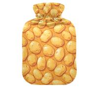 Cute Potatoes Yellow Water Bottle for Hot Water with Soft Cover, 2L Water Bag for Neck and Shoulder Pain Relief