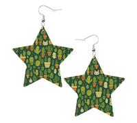 Cute Potted Cactus Earrings Printed Earring Creative Leather Earrings For Beach Daily