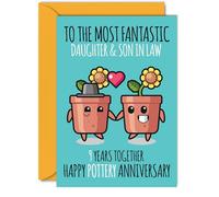 Cute Pottery Anniversary Card for Daughter & Son In Law - 9 Years Together - Happy 9th Wedding Anniversary Cards for Son In Law Daughter, A5 Greeting Cards Anniversaries