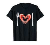 Cute Prawn Valentines Day Heart Shrimp Ocean Chef Fork Gift T-Shirt