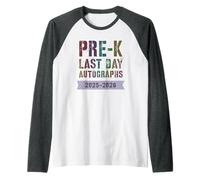 Cute PRE-K School Last Day 2026 Write My Autographs DIY Art Raglan Baseball Tee