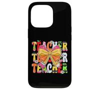 Cute Preppy Coquette Bow Teachers Back to School First Day Case for iPhone 13 Pro