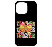 Cute Preppy Coquette Bow Teachers Back to School First Day Case for iPhone 15 Pro Max