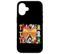 Cute Preppy Coquette Bow Teachers Back to School First Day Case for iPhone 16