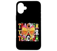 Cute Preppy Coquette Bow Teachers Back to School First Day Case for iPhone 16 Plus
