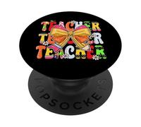 Cute Preppy Coquette Bow Teachers Back to School First Day PopSockets Adhesive PopGrip