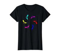 Cute Pretty Cool Chic Flying Rainbow on Black Stilettos Value Graphic T-Shirt