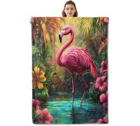 Cute Pretty Deer Blanket, Soft & Warm Flannel Throw - Cozy Plush Lightweight Blankets for Travel, Decor, Bedroom, Office, Sofa for Adults Kids - Ideal for All Seasons 60"×50" Flamingo37