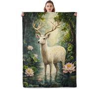 Cute Pretty Deer Blanket, Soft & Warm Flannel Throw - Cozy Plush Lightweight Blankets for Travel, Decor, Bedroom, Office, Sofa for Adults Kids - Ideal for All Seasons 60"×50" Deer31