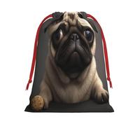 Cute Pretty Pug Dog -Print Soft Drawstring Gifts Bags Pouches For Wedding Favors & Party Events, Bulk Storage (Multi-Use) M Size