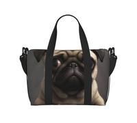 Cute Pretty Pug Dog Print Travel Duffel Bag, Lightweight Water-Resistant Weekender Spacious Gym & Travel Bag for Men, Women & Teens