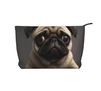 Cute Pretty Pug Dog Printed Corduroy Makeup Bag for Travel & Daily Use, Stylish Pouch Purse Case Cosmetic Bags Organizer for Women