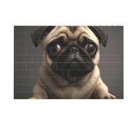 Cute Pretty Pug Dog Printed Jigsaw Puzzle 14.4x9.8 CM, Rectangular Puzzle Challenging Game for Adults Gifts, Family Fun Decorative Wall Decor
