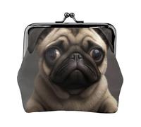 Cute Pretty Pug Dog Printed Kiss-lock Coin Purse Wallet - Leather Mini Change Pouch Holder for Men Women