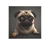 Cute Pretty Pug Dog Printed Square Jigsaw Puzzle 12.8x12.8 CM, Puzzle Challenging Game for Adults Gifts, Family Fun Decorative Wall Decor