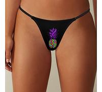 Cute Pretty Tropical Pineapple Thongs for Women G String Underwear T-Back Stretch Bikini Panties