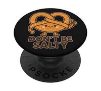 Cute Pretzel Dont Be Salty Funny Kawaii Snack Pun PopSockets Adhesive PopGrip