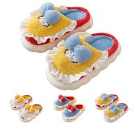 Cute Princes Womens Fuzzy Bowknot Slippers Winter Warm Comfy Non-Slip Thick Sole Home Christmas Gift, Blue bow, 23.5~24.0 cm