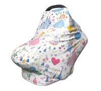 Cute Princess Nursing Cover 360° Full Coverage Castle Heart Stretch Scarf for Breastfeeding and Car Seat Cover Fit for Most Pushchairs and Prams