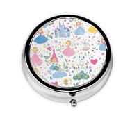 Cute Princess Small Pill Box 3 Compartment Portable Pill Box for Purse Pocket Castle Heart Mini Medicine Organiser for Daily Vitamin Fish Oil Storage