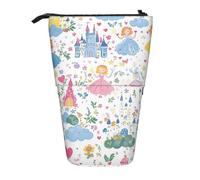 Cute Princess Standing Pencil Case Castle Heart Pen Pouch Holder Telescopic Pencil Bag Pop Up Cosmetics Bag Stationery Organizer for School Office Travel