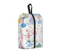 Cute Princess Travel Shoe Bag Castle Heart Water Resistant Shoe Organiser with Zipper Handle, Lightweight Pouch for Suitcase & Gym, Folds Flat for Packing