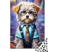 Cute Professor Dog 1000 Piece Jigsaw Puzzle Paper for Adults Study Room Style Jigsaw Puzzle for Adults Focused Family Time Gift 38x26cm/1000pcs
