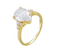 Cute Promise Ring, Married Ring Pear Shape with 4.5ct Moissanite 9K Yellow Gold Size K 1/2