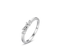 Cute Promise Rings for Women, 14 K White Gold Wedding Band Women Simple Thin with Rectangular Round Moissanite Size S 1/2