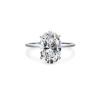 Cute Promise Rings for Women, Dainty Silver Ring with 4ct Oval Moissanite 18K White Gold Size U 1/2
