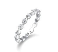 Cute Promise Rings for Women, Wedding Anniversary Rings Infinity with Moissanite White Gold Platinum 950 Size N 1/2