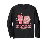 Cute Psalms 46:5 Christian Daisy Bible Heart Cup Faith Art Long Sleeve T-Shirt