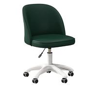 Cute PU Leather Vanity Chair - Adjustable Swivel Desk Chair for Girls, Small Home Office, Makeup, Study Room & Living Room - Stylish Upholstered Chair