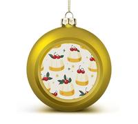 Cute Pudding with Cherry Shiny Christmas Ball Ornaments for Xmas Tree Hanging Balls Holiday Party Decoration 1PCS