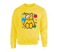 Cute Pudsey Sitting Bear Jumper - Boys Girls Children Spotty Bear Need Day 2025 Support Gift For Kids Adults Unisex Sweatshirt Top (Yellow, 9 Years)