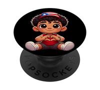 Cute Puerto Rican Flag Heart Gesture Youth PopSockets Adhesive PopGrip