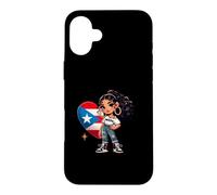 Cute Puerto Rico Princess with Boricua Flag Wepa Taina Heart Case for iPhone 16 Plus