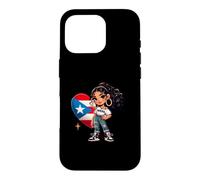 Cute Puerto Rico Princess with Boricua Flag Wepa Taina Heart Case for iPhone 16 Pro