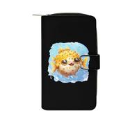 Cute Puffer Fish Fashion Wallet Credit Card Holder Slim Coin Pocket Purse Handheld Phone Bags for Women Men 8×4.5×1.5 Inches
