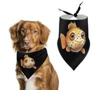 Cute Puffer Fish Printed Dog Bandanas Adjustable Trendy Triangle Pet Scarffor Small Medium Large