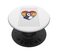 Cute Puffin in Retro Heart - Kawaii Puffin Cartoon PopSockets Adhesive PopGrip