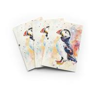 Cute Puffin Portrait Greeting Card Colourful Watercolour Any Occasion Set of 3 Blank Inside 5x7 Inch 13x18 cm