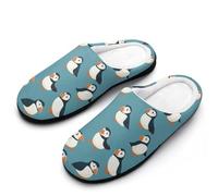 Cute Puffins1 Women's Cotton Slippers | House Slippers Memory Foam Washable Slip On Indoor Outdoor Home Shoes