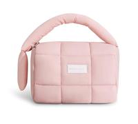 Cute Puffy Makeup Bag with Handle, Quilted Cosmetic Organizer Bag, Waterproof Travel Toiletry Pouch, Portable Handbag with Zipper for Women and Girls, Pink, Puffy Makeup Bag With Handle
